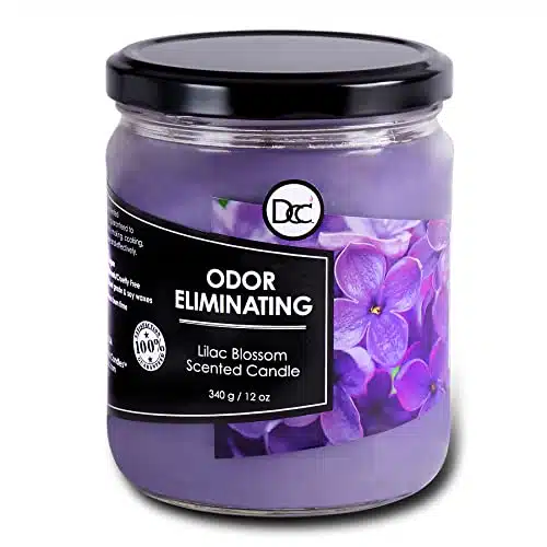 Lilac Blossom Odor Eliminating Highly Fragranced Candle   Eliminates % of Pet, Smoke, Food, and Other Smells Quickly   Up to Hour Burn time   Ounce Premium Soy Blend