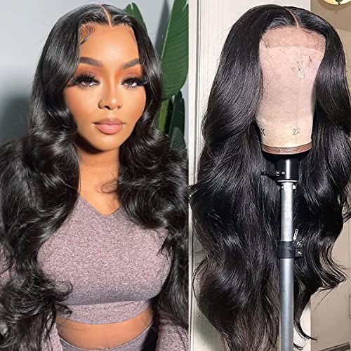 Piu Serena Inch Body Wave Lace Front Wigs Human Hair Wigs for Black Women Glueless Body Wave XLace Closure Wig with Baby Hair Middle Part Brazilian Virgin Human Hair Wigs Natural Color