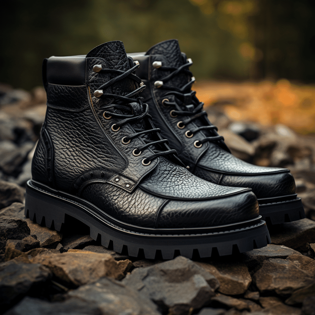 black leather boots