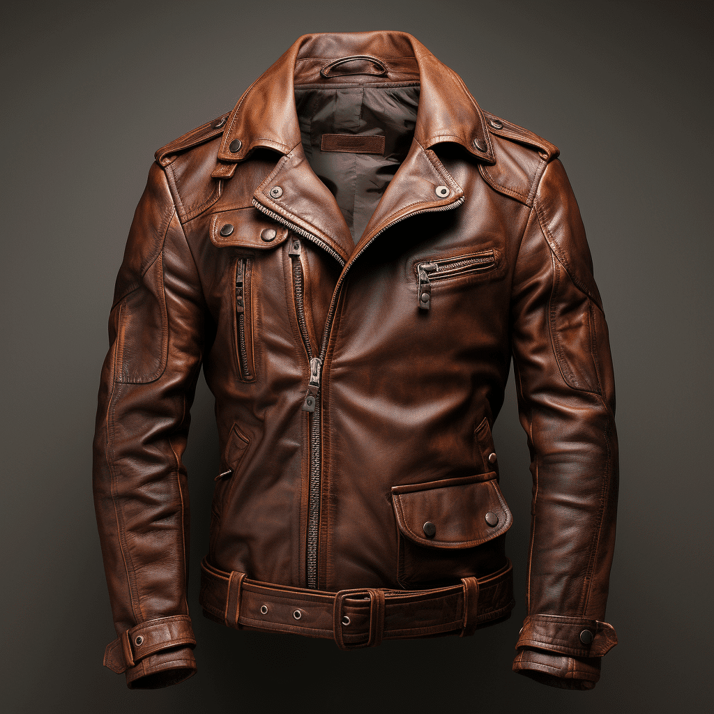 brown leather jacket