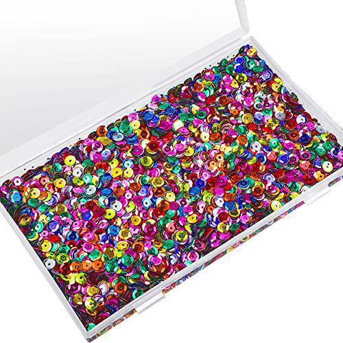 Pcs Bulk Sequins for Craft Christmas Holiday Sequins mm DIY Sequins Loose Sequin for Jewelry Making with Plastic Box, Grams (Yellow,Orange,Blue,Green,Pink,Silver,Rose,Red,Purp