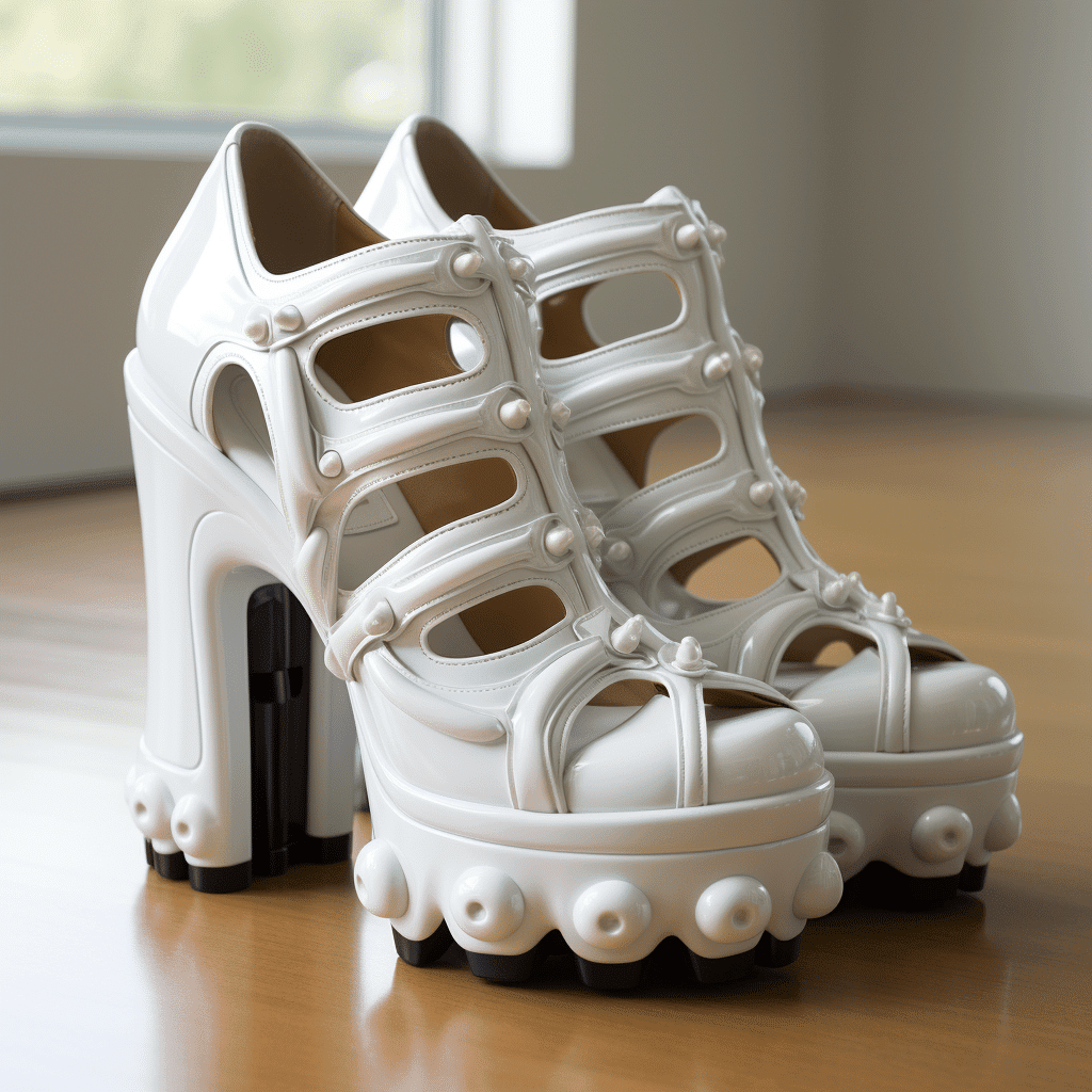 white platform heels