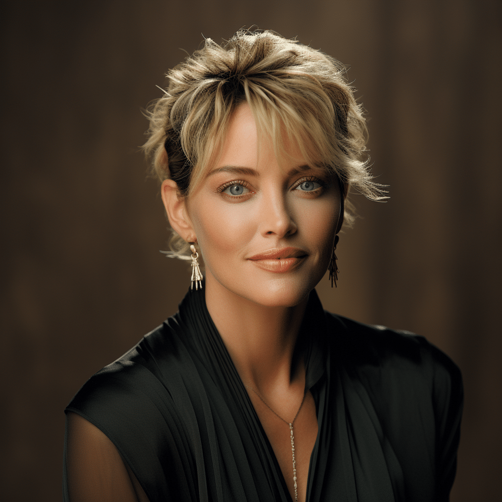 Sharon Stone | Simple and youthful looking hairstyle that touches the  shoulders