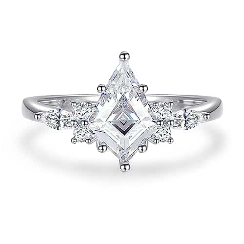 BONLAVIE Kite Cut Engagement Ring   Sterling Silver Kite Ring CT Unique Cubic Zirconia Promise Rings for Her Dainty Wedding Ring