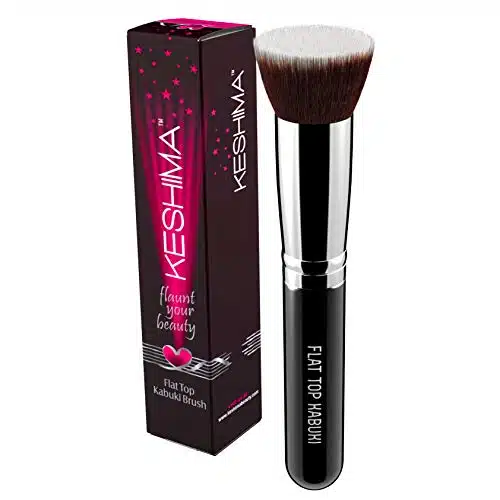 Flat Top Kabuki Foundation Brush By KESHIMA   Premium Makeup Brush for Liquid, Cream, and Powder   Buffing, Blending, and Face Brush