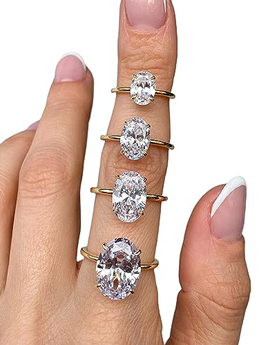 Oval Engagement Rings For Women ct ct ct ct stone ring Sterling silver rings Gold Promise ring Diamond ring Wedding rings Solitaire ring Gift (Gold Vermeil Over Sterling Silver, )