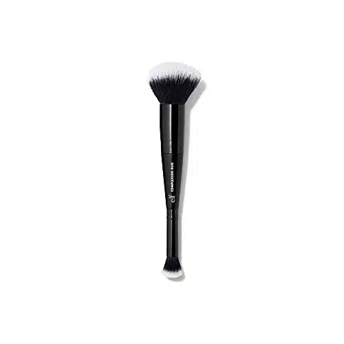 e.l.f. Complexion Duo Brush, Makeup Brush For Applying Foundation & Concealer, Creates An Airbrushed Finish, Made With Vegan, Cruelty Free Bristles