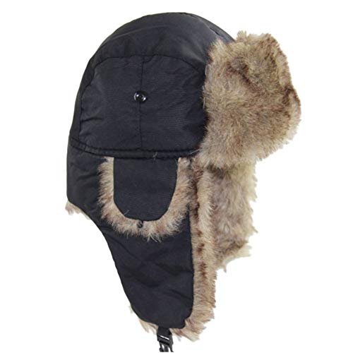 ASWER Trapper Warm Russian Trooper Hat Winter Skiing Cap Women Men Windproof Black