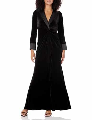 Adrianna Papell Women's Velvet Tuxedo Gown, Black