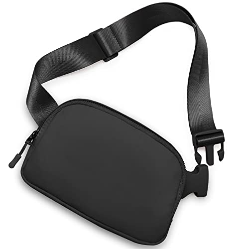 Amazerbst Belt Bag, Fanny Pack, Everywhere Belt Bag,Inch Adjustable Strap,Belt Bag for Women and Men,Waterproof, BLACK