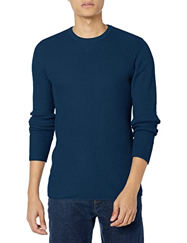 Billy Reid Men's Mini Waffle Crew, Indigo, XX Large