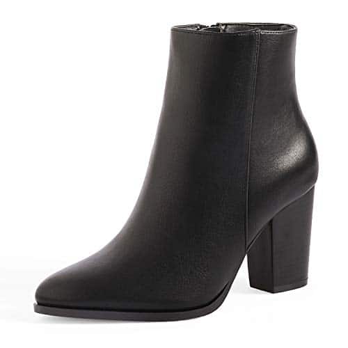 DREAM PAIRS Women's Black Pu Chunky Block Heel Ankle Booties B(M) US Anita