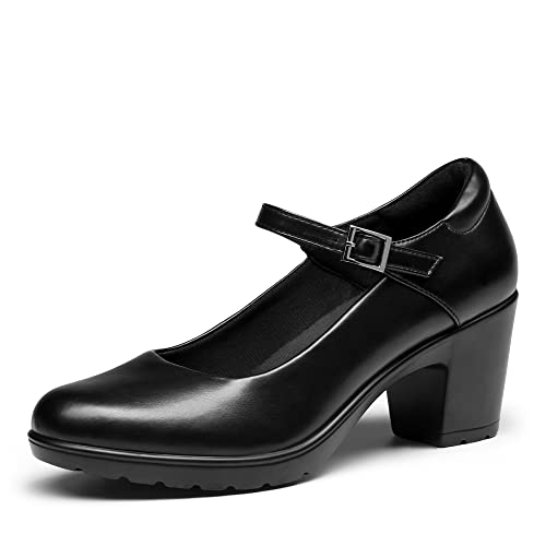 DREAM PAIRS Women's SDPU Edenia Chunky Low Block Heels Mary Jane Closed Toe Work Pumps Comfortable Round Toe Dress Wedding Shoes, , Black