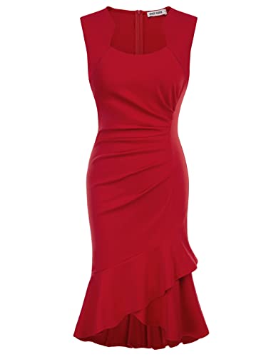 GRACE KARIN Womens Dresses Tight Fitting Cocktail Party Wiggle Dress Skirt Red XL