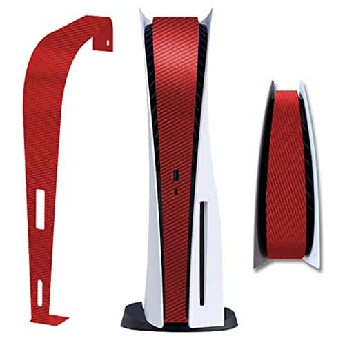 PSConsole Middle Skin, Integral PSDisc Edition Host Middle Strip, Console Center Part Protection Strip Film, PSiddle Sticker Accessories Durable Scratch Resistant (Carbon Red)