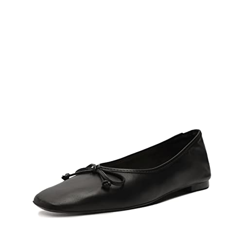 SCHUTZ Women's Arissa Square Toe Ballet Flat, Black,