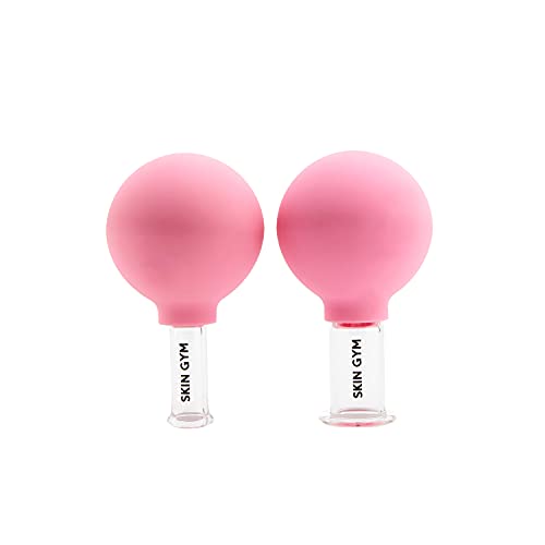 Skin Gym Glass Facial Cupping Set for Reducing Cellulite and Wrinkles, Vacuum Massage Therapy for Toning Chin, Jawline, Neck, and Décolletage, Kit Includes Face Suction Cups