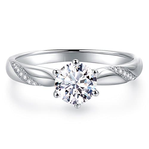 Stunning Flame ct Solitaire Engagement Ring White Gold Plated Sterling Silver Cubic Zirconia Wedding for Women  Excellent Cut, D Color, FL Clarity & Exquisite Polish