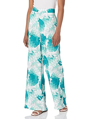 Trina Turk Women's Printed Wide Leg Pants, Tranquil Turquoise