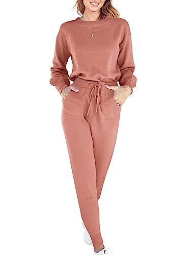 ANRABESS Cozy Knit Sweater Sets Women Piece Outfits Long Sleeve Crewneck Pullover Matching Athleisure Sets BCixiuhong XL