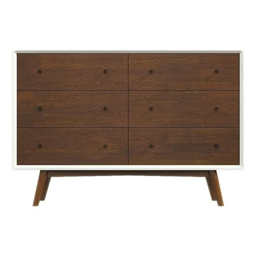 ASHCROFT Francesca Mid Century Modern Drawer Solid Wood Dresser in White