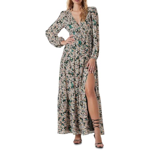 ASTR the label Women's Francesca Dress, Black Gold Multi, Large