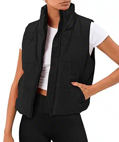 AUTOMET Preppy Winter Clothes Fall Outfits Puffer Vest Women Sleeveless Cropped Outerwear Warm Jackets Stand up Collar Down Hoodies with Pockets