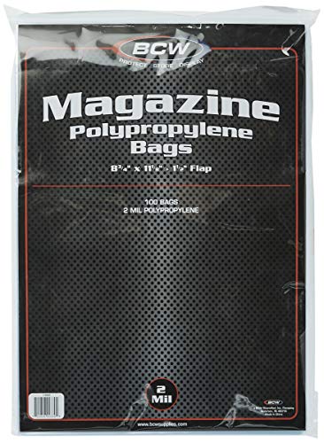 BCW Crystal Clear mil Polypropylene Magazine Bags X with Flap. (Count)