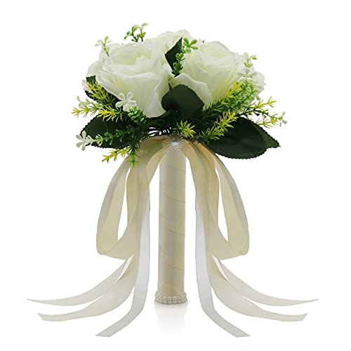 BERYLERÂ® Wedding Bouquets for Bride, Bridal Bouquet for Bride, Bridesmaid Bouquets for Wedding, Wedding Flowers Bouquets, Artificial Flower Bouquet, Valentine's Day, Decoration, Church, Party