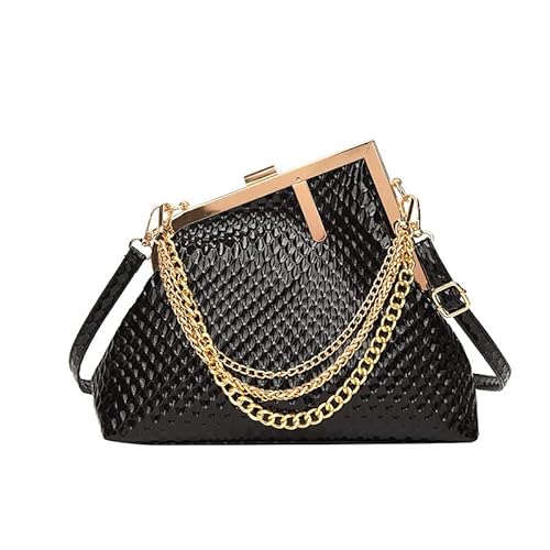 Bagkcopp Women Crystal Clutch Purses Bride and Bridesmaid Handbag Crossbody Bag,Chain Elegant Evening Bag (Black)
