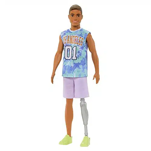 Barbie Fashionistas Ken Fashion Doll #with Prosthetic Leg, Los Angeles Jersey, Purple Shorts & Sneakers