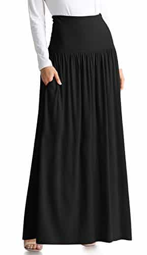 Black Skirts for Women Ankle Length Skirt Casual Long Skirt High Waisted Maxi Skirt Reg and Plus Size Skirt Long Skirt (Size X Large, Black)