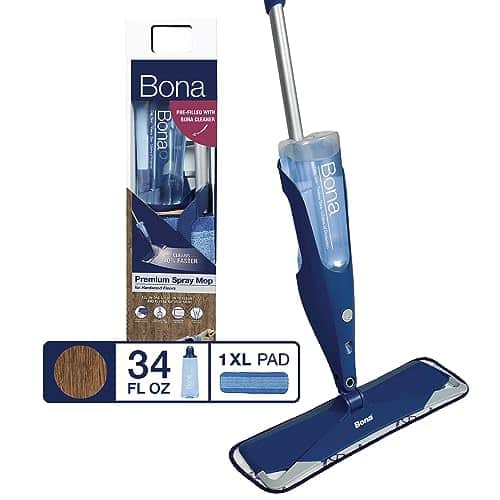 Bona Hardwood Floor Premium Spray Mop   Includes Hardwood Floor Cleaning Solution and Machine Washable Microfiber Cleaning Pad   Dual Zone Cleaning for Faster Cleanup   Spray Mop for Wood Floors