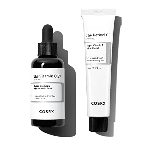 COSRX Advanced Skin Cycling Routine  Pure Vitamin % Serum + Retinol % Cream  Brightening Serum for Dark Spots & Anti aging Cream to Reduce Fine Lines, Korean Skincare