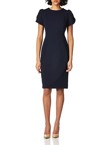 Calvin Klein Women's Tulip Sleeved Above The Knee Sheath Dress, Indigo,