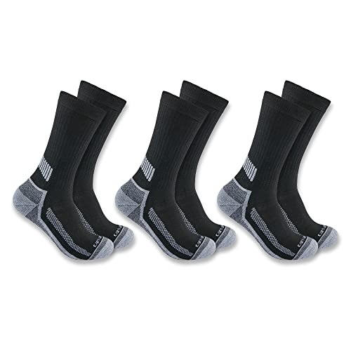 Carhartt Men's Force Performance Work Socks Pair Pack, Black, Large
