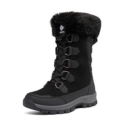 DREAM PAIRS Women's Waterproof Winter Snow Boots, Warm Comfortable Faux Fur Insulated Non Slip Outdoor Lace Up Mid Calf Booties,Sdsbw,Black,