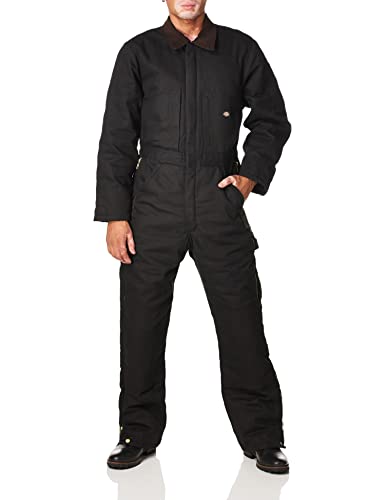 Dickies mens Big tall Premium Insulated Duck overalls and coveralls workwear apparel, Black, Medium Tall US