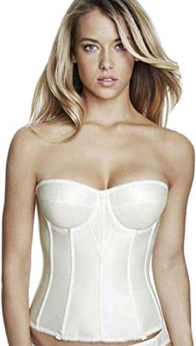 Dominique Juliette Longline Corset   Full Length Bridal Bra with Garters Ivo DD E Ivory