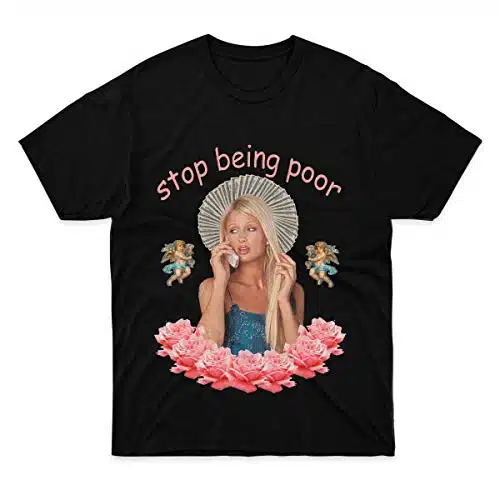 Generic Mens Womens T Shirt Paris Cotton Hilton Tee 'Stop Apparel Being Costume Poor' for Summer, Multi Color, multi size
