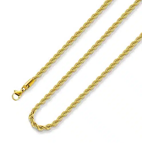 Gold Plated Necklace for Men  Inches Stainless Steel Twist Rope Chain for Women Boys