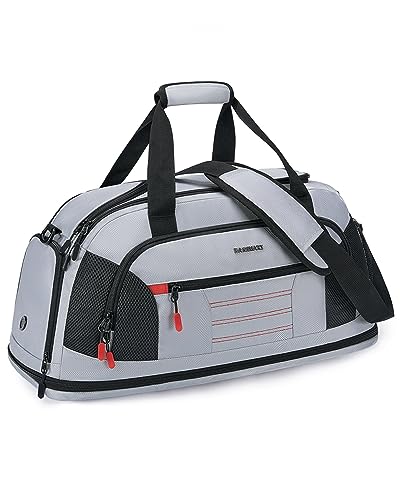 Gym Bag for Men Women, BAGSMART Expandable Sports Travel Duffel Bag, Lightweight Workout Bag with Shoe Compartment & Wet Pocket, Water Resistant Weekend Overnight Duffle Bag for Travel Gym, Grey
