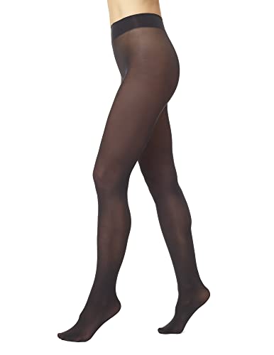 HUE Womenâs Opaque Sheer to Waist Tights, Black,
