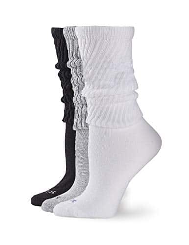 HUE Women's Slouch Pair Pack Socks, WhiteLight Charcoal HeatherBlack, One Size US
