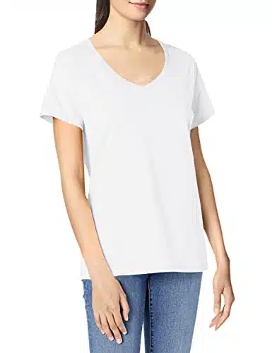 Hanes womens Nano Premium Cotton V neck Tee fashion t shirts, White, X Large US