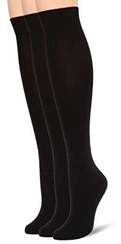 Hue Women's Flat Knit Knee High Sock, New Black, One Size US, Pack Of