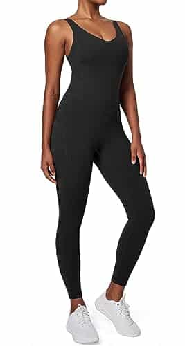 IUGA One Piece Jumpsuits for Women Tummy Control Workout Romper Unitard Bodysuit Bodycon Jumpsuit Built in Bras