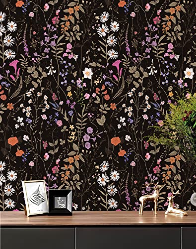 JiffDiff Peel and Stick Wallpaper, Self Adhesive for Home Bedroom Cabinets and Kitchen Countertop Thicken (x, Dark Floral)