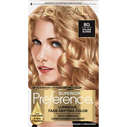 L'Oreal Paris Superior Preference Fade Defying + Shine Permanent Hair Color, G Golden Blonde, Pack of , Hair Dye