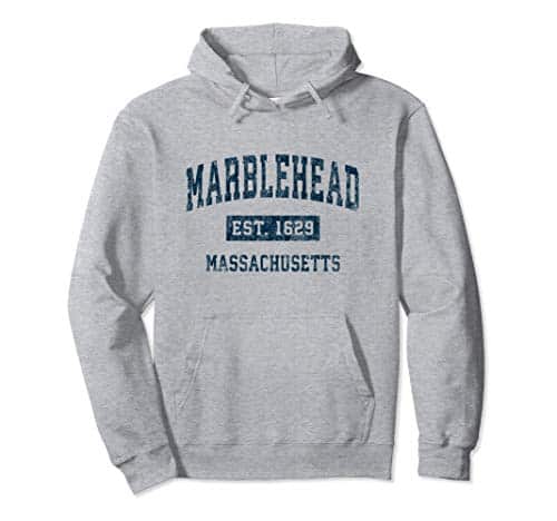 Marblehead Massachusetts MA Vintage Sports Design Navy Print Pullover Hoodie